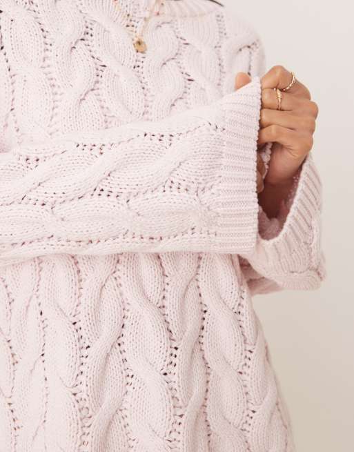 Gina Tricot oversized cable knit sweater in pink