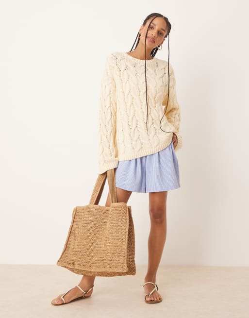 Gina Tricot oversized cable knit sweater in yellow
