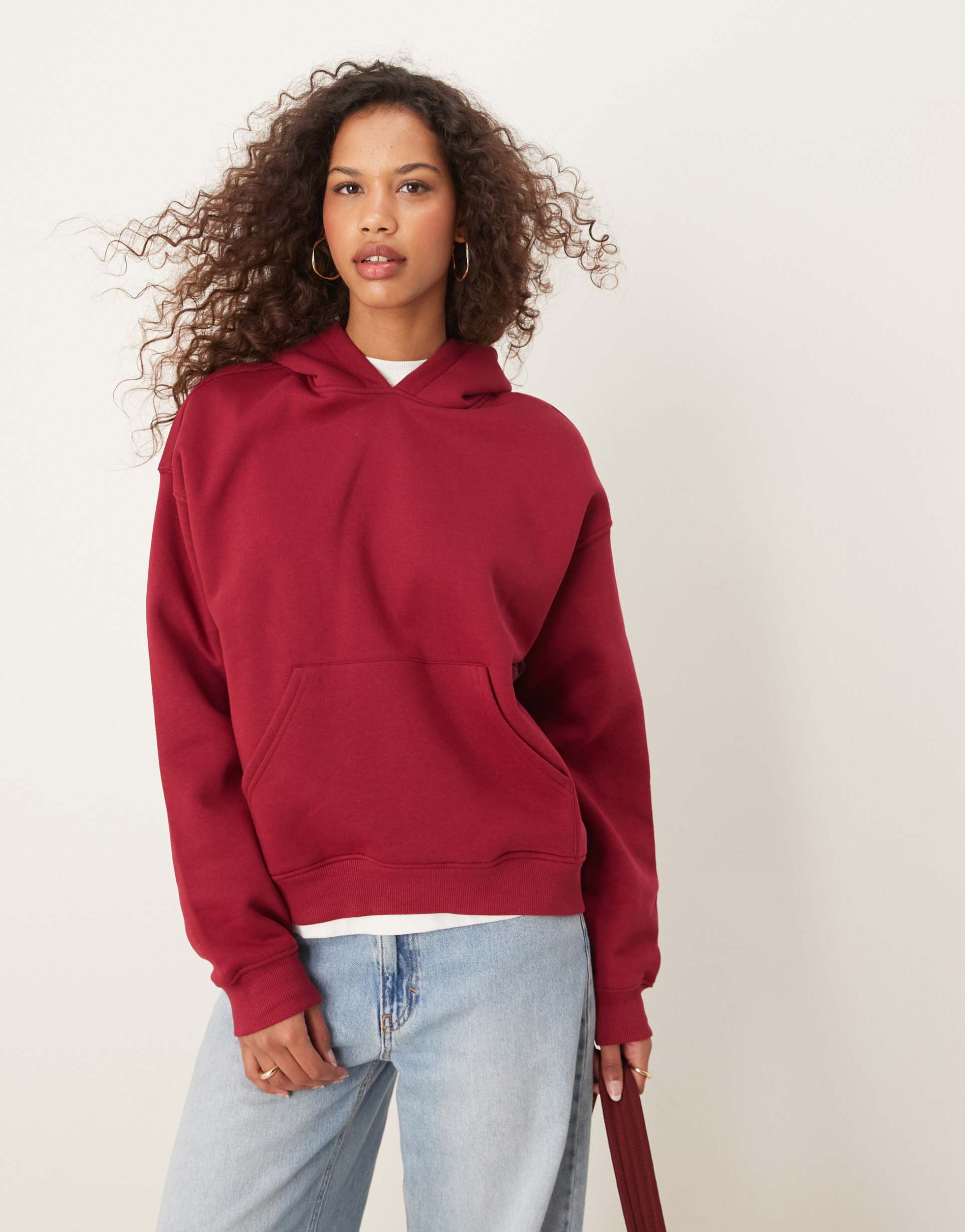 gina tricot oversized hoodie in burgundy