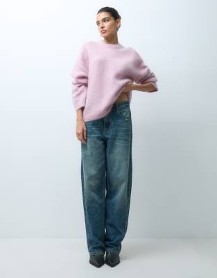 Gina Tricot oversized sweater with mohair in dusty pink | ASOS