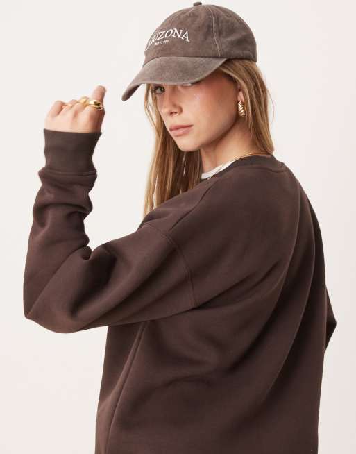 Gina Tricot oversized sweatshirt in dark brown