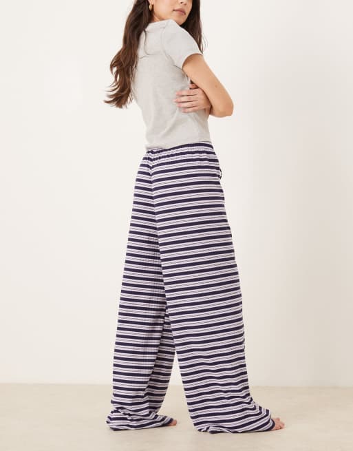 Gina Tricot - Pantalon ample à rayures en jersey ultra-doux avec cordon de serrage - Violet, 3 de 5