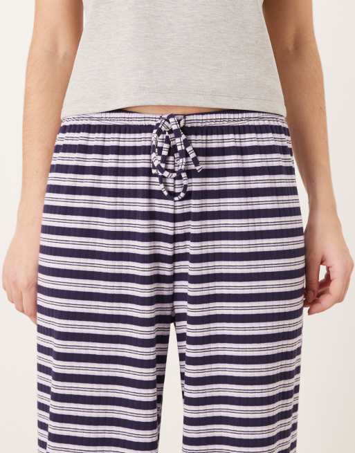 Gina Tricot - Pantalon ample à rayures en jersey ultra-doux avec cordon de serrage - Violet, 4 de 5
