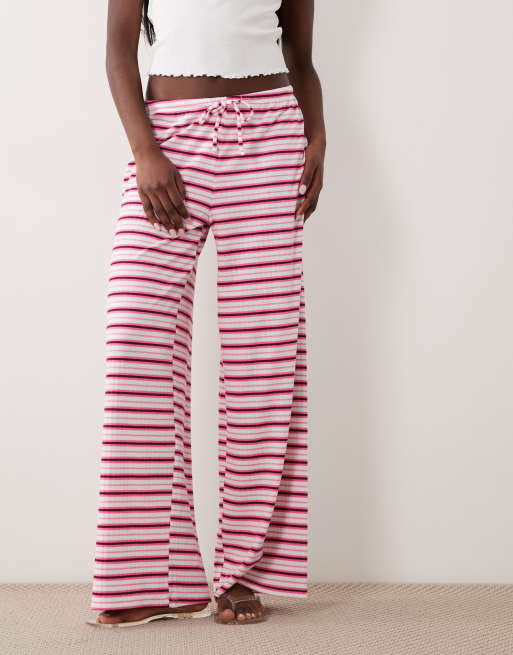 Gina Tricot - Pantalon ample en jersey ultra-doux rayé à cordon de serrage - Rose weekend, 2 de 5