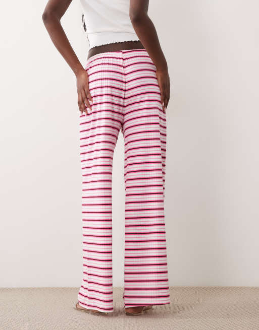 Gina Tricot - Pantalon ample en jersey ultra-doux rayé à cordon de serrage - Rose weekend, 4 de 5