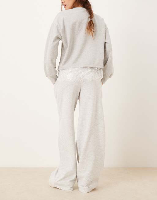 Gina Tricot - Pantalon de jogging taille basse à cordon de serrage - Gris clair chiné, 3 de 5