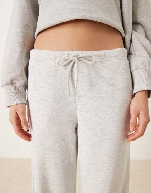 Gina Tricot - Pantalon de jogging taille basse à cordon de serrage - Gris clair chiné, 4 de 5