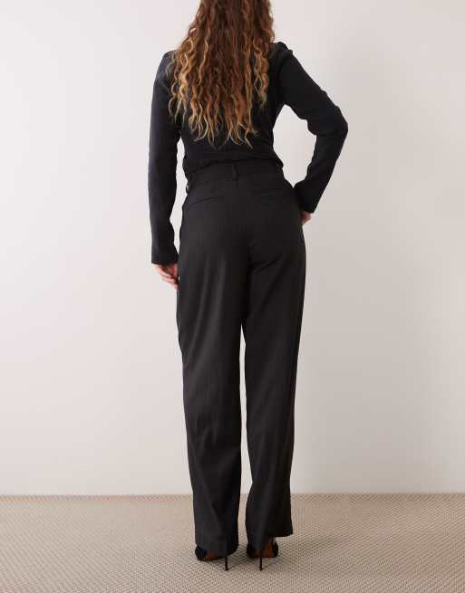 Gina Tricot pantalón de pernera ancha plisado de raya diplomática gris, 3 de 5