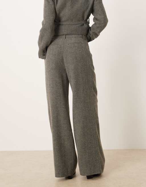 Gina Tricot - Pantalon d'ensemble à chevrons et taille mi-haute - Gris, 4 de 5