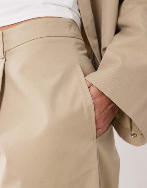 Gina Tricot - Pantalon d'ensemble ample et bouffant en coton mélangé - Beige kaki, 3 de 5