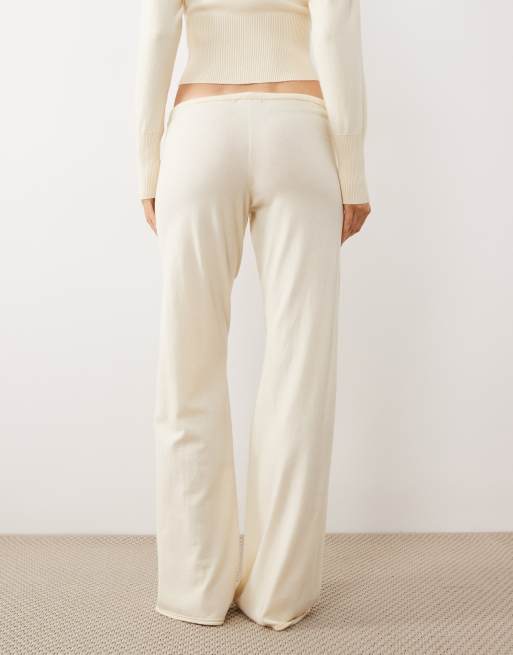Gina Tricot - Pantalon d'ensemble décontracté en maille - Jaune babeurre, 3 de 5