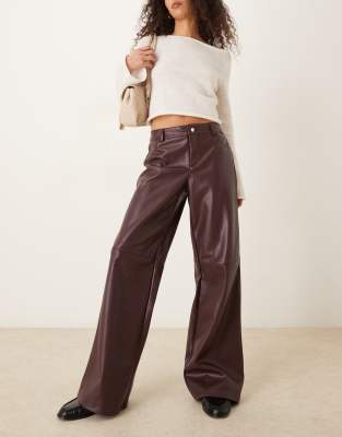 Pantalon droit en PU - Bordeaux-Rouge 34