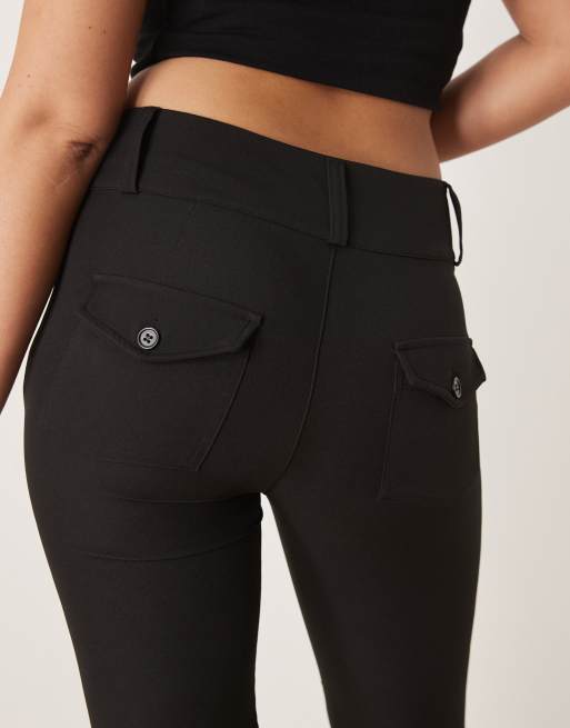 Gina Tricot - Pantalon évasé stretch à taille basse - Noir, 4 de 5