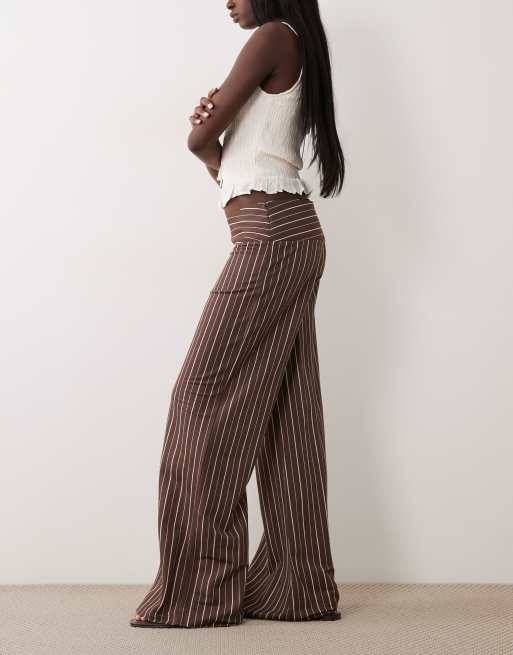 Gina Tricot - Pantalon large en jersey à rayures - Marron, 2 de 5