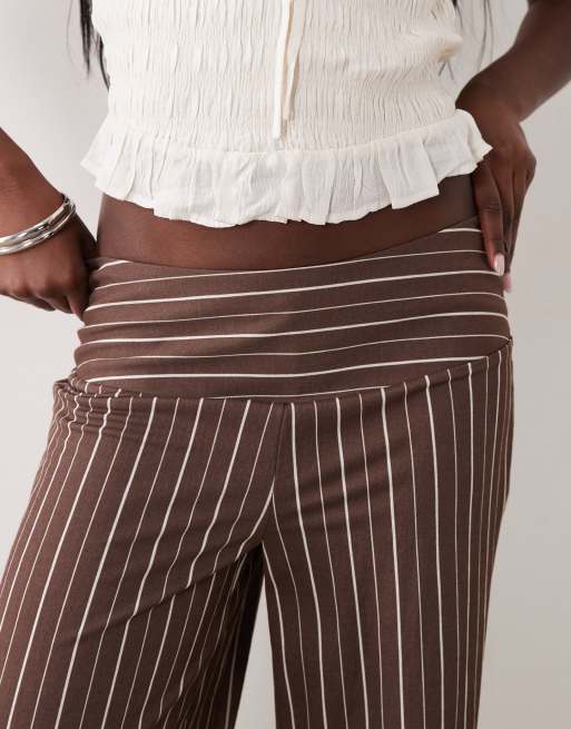 Gina Tricot - Pantalon large en jersey à rayures - Marron, 3 de 5
