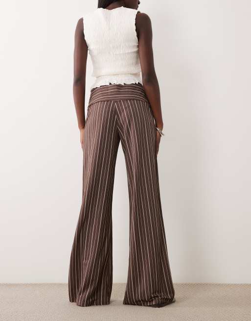 Gina Tricot - Pantalon large en jersey à rayures - Marron, 4 de 5