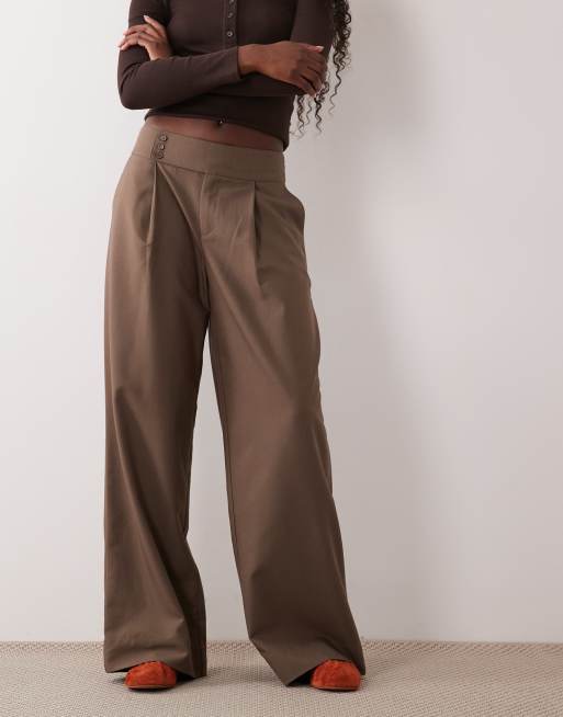 Gina Tricot pantalon large plissé taupe, 4 de 5