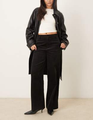 Pantalon taille haute en velours côtelé - Noir 36