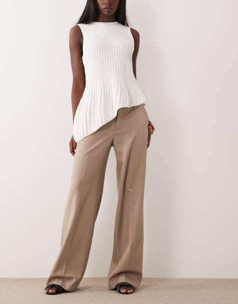Gina Tricot - Pantalones de sastre beis oscuro de talle bajo - view 1