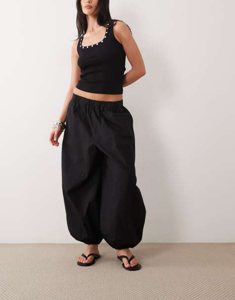 Gina Tricot - Pantalones negros de corte bombacho ancho - view 1
