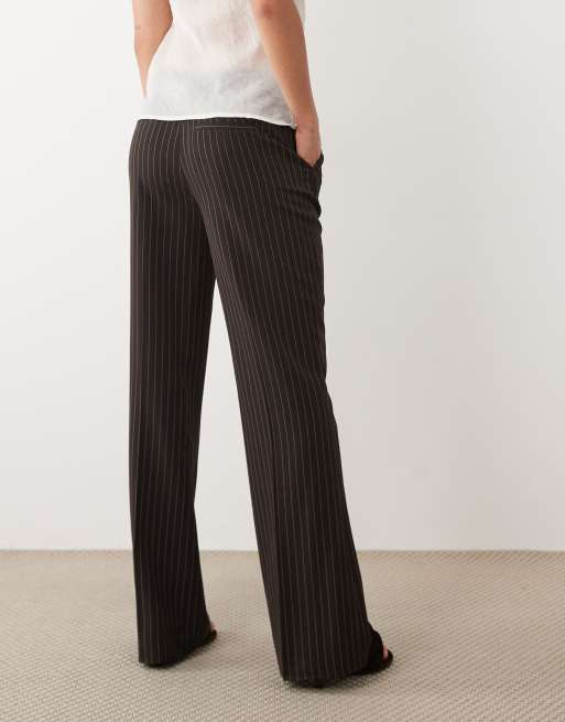 Gina - Tricot - Pantaloni bootcut comodi marroni gessati, 3 di 5