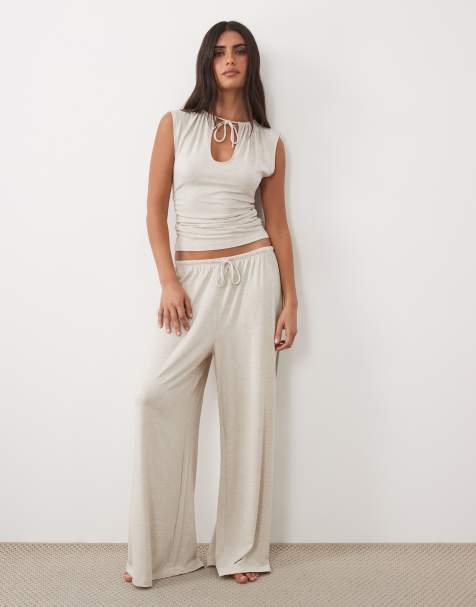 Gina Tricot pantaloni da casa Co-ords beige - view 1