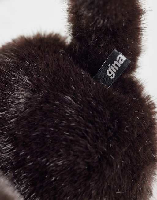 Gina Tricot paraorecchie in pelliccia sintetica marroni, 2 di 3