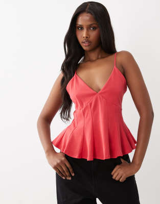 Gina Tricot peplum tank top in pink