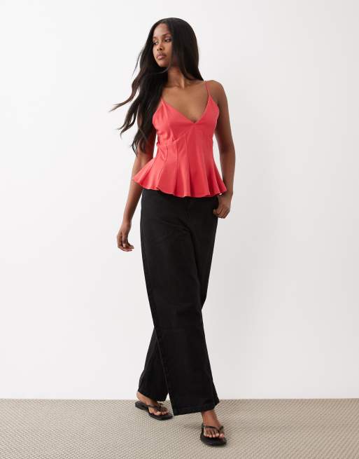 Gina Tricot peplum tank top in pink, 3 of 4