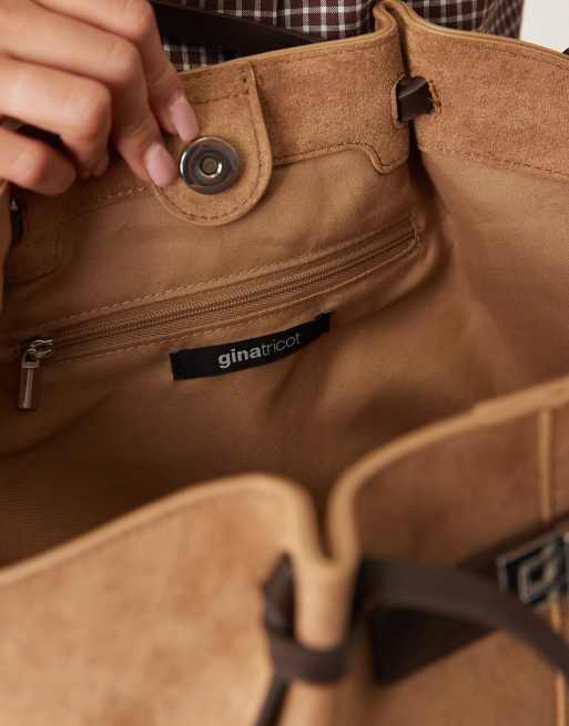 Gina Tricot - Petit cabas en imitation daim avec lanières - Marron multicolore, 4 de 4