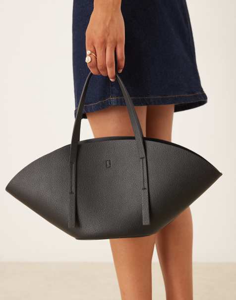 Gina Tricot - Petit cabas large imitation cuir - Noir - view 1