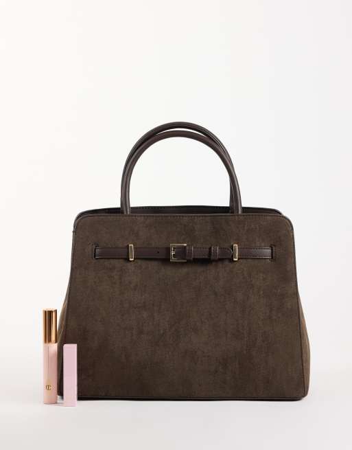 Gina Tricot petit sac à anse en suédine marron, 2 de 4