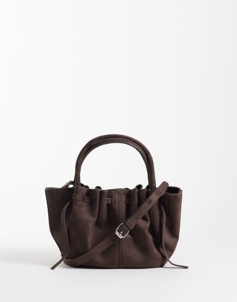Gina Tricot - Petit sac bandoulière froncé - Marron foncé - view 1