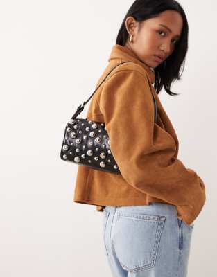 Gina Tricot - Petit sac porté épaule avec clous argentés - Noir