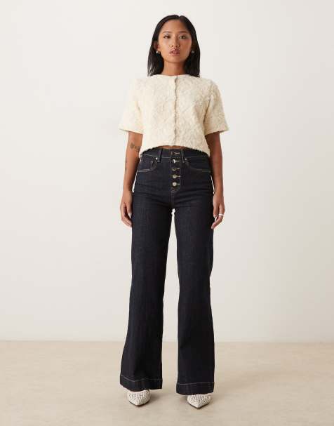 Gina Tricot Petite - Jean évasé élégant - Bleu indigo foncé délavé - view 1