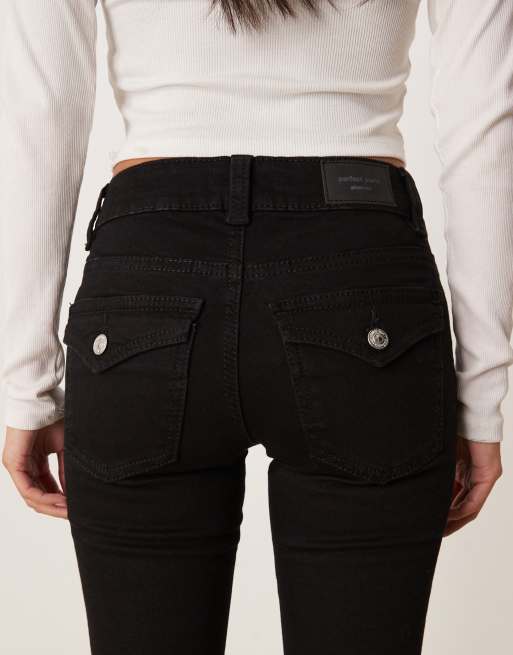 Gina Tricot Petite low waist bootcut jeans in black, 4 of 5