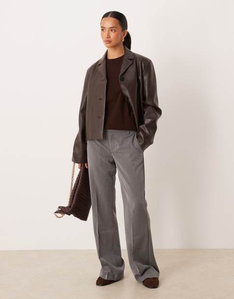 Gina Tricot Petite relaxed tailored pants in heather gray - view 1