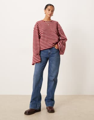GINA TRICOT Petite Gina Tricot Petite straight leg jeans in midwash blue