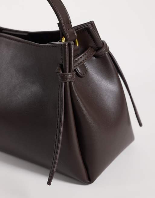 Gina Tricot piccola borsa in similpelle con doppia tracolla marrone, 3 di 4