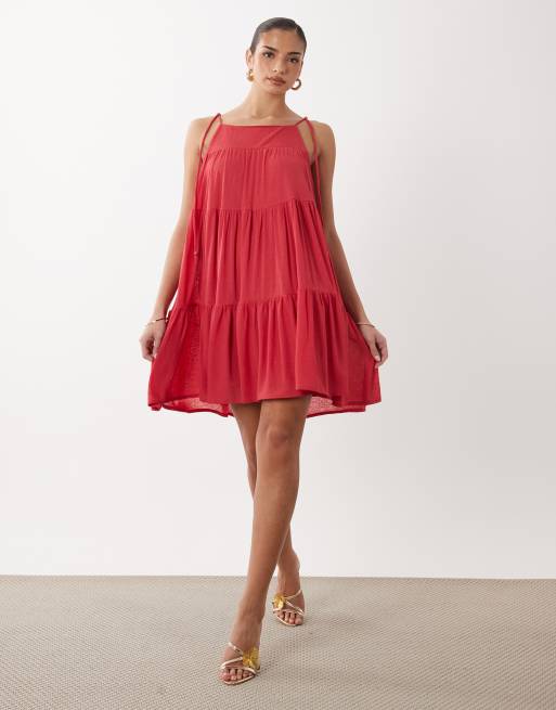 Gina Tricot - Pink flagrende minikjole med stropdetaljer, 2 af 4