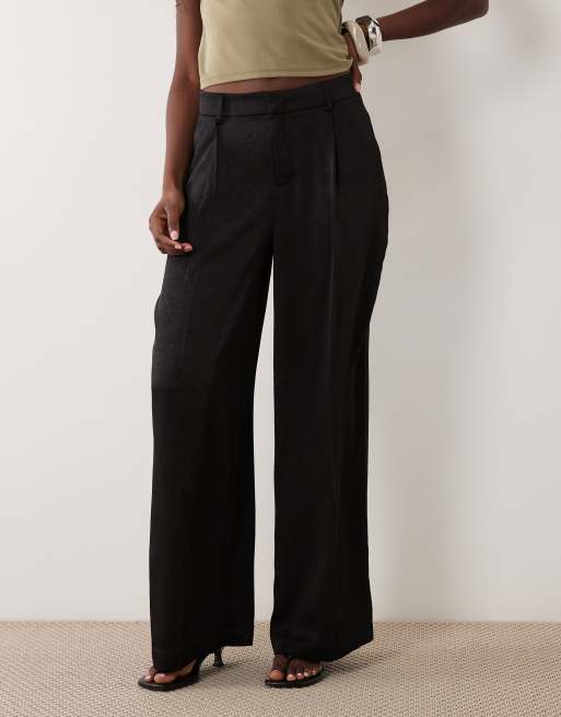 Gina Tricot pleated satin trousers in black, 2 of 5