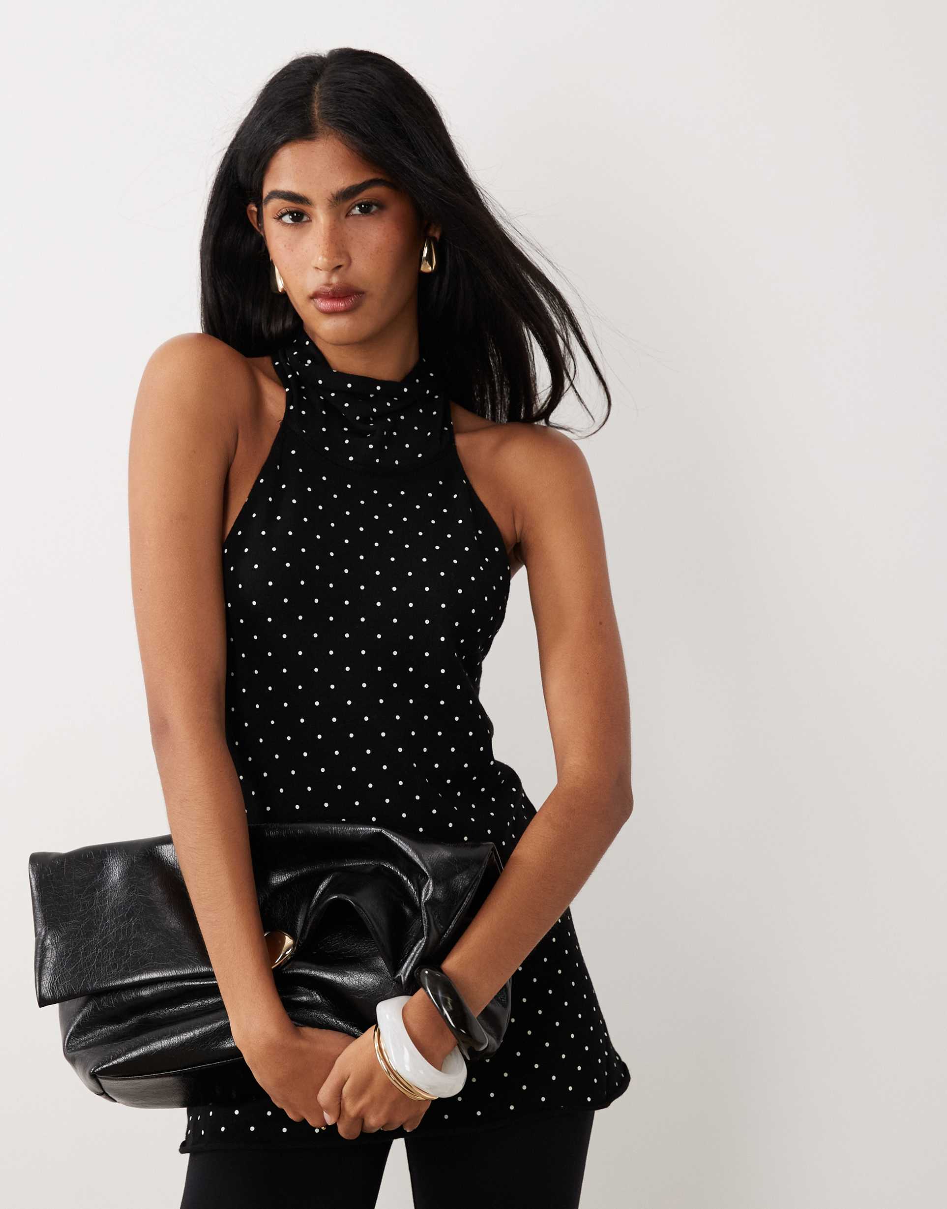 gina tricot polka dot knit top in black