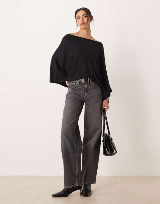 Gina Tricot poncho top in black, 2 of 4