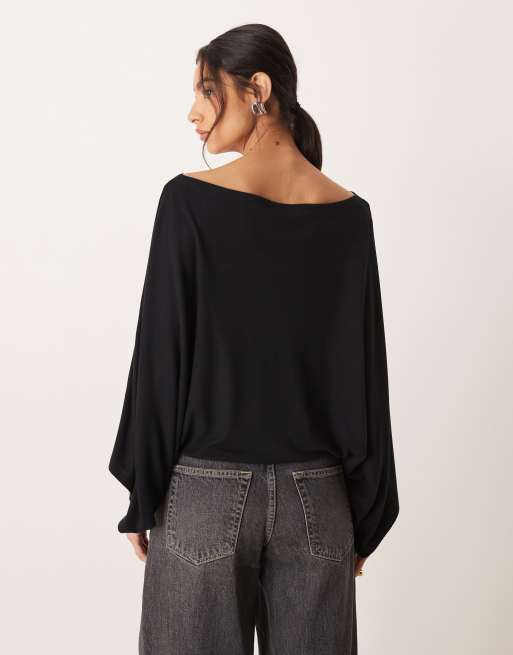 Gina Tricot poncho top in black, 3 of 4