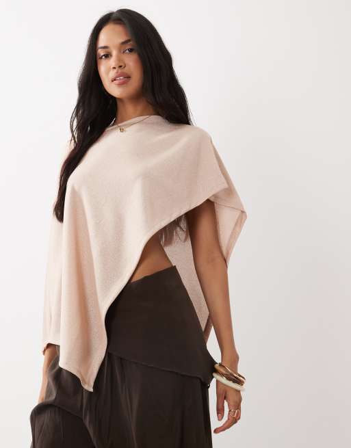 Gina Tricot poncho top in metallic beige, 2 of 4