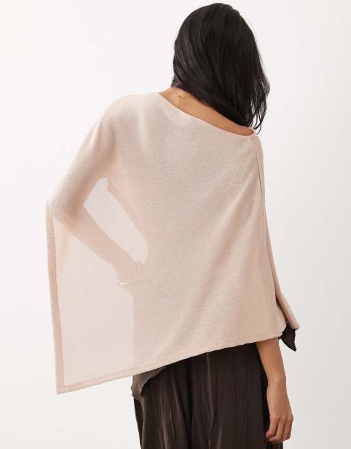 Gina Tricot poncho top in metallic beige, 4 of 4