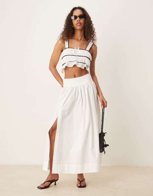 Gina Tricot - Poplin maxi ballonrok in wit