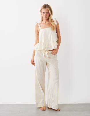 Gina Tricot Poplin Pajama Pants In Yellow