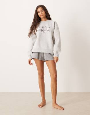 Gina Tricot Printed Graphic Relaxed Fit Sweater In White