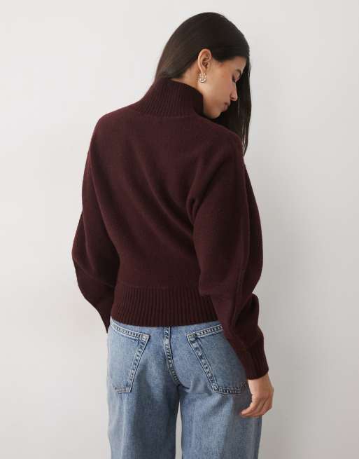Gina Tricot pull à col cheminée bordeaux, 4 de 4